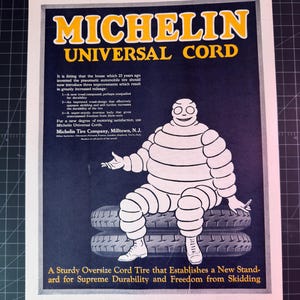 Rare Vintage 1920 Michelin Tires Print Ad