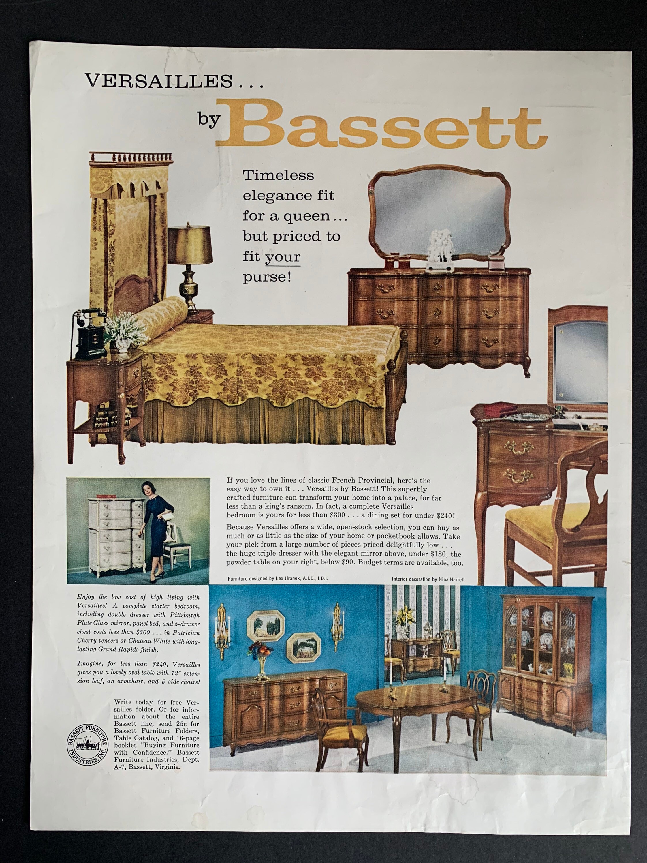 Vintage 1961 Bassett Furniture Ad Etsy
