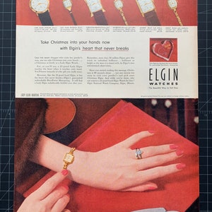 Vintage 1950s elgin watches print advertisement