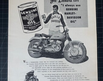 Vintage 1950s harley-davidson motor oil print ad