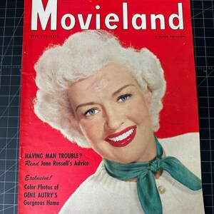Vintage 1950 movieland magazine cover - betty grable - cover onlyvintage