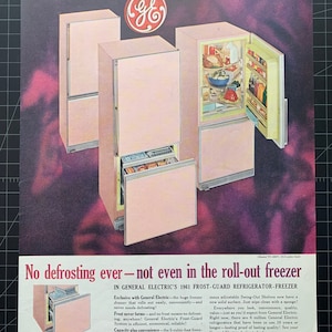 Vintage 1961 General Electric Refrigerator Print advertisement retro gift decor