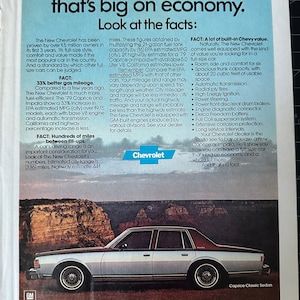 Vintage 1979 chevrolet caprice sedan print advertisement