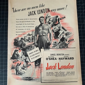 Pubblicità stampata del film &quot;Jack London&quot; degli anni &#39;40 - Michael O&#39;Shea - Susan HaywardVintage