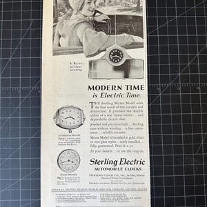 Rare Vintage 1931 Sterling Electric Automobile Clock Print Ad