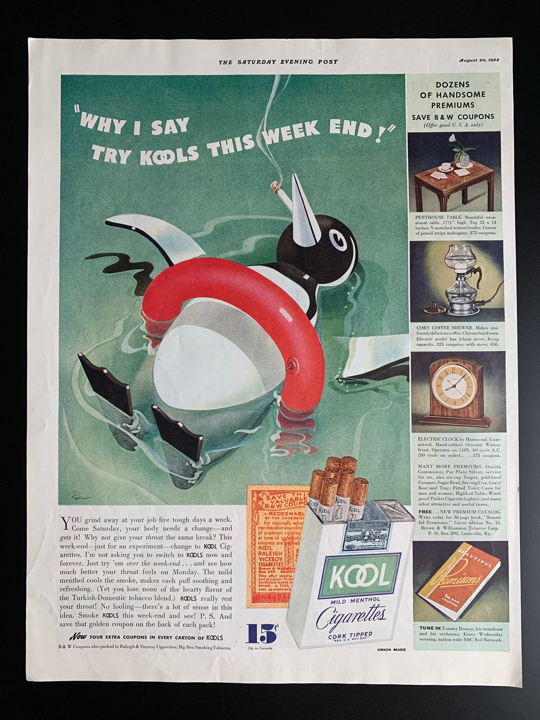 Vintage 1938 Kool Cigarettes Print Ad - Etsy