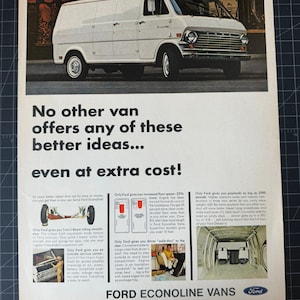 Vintage 1960s ford econoline vans print advertisement