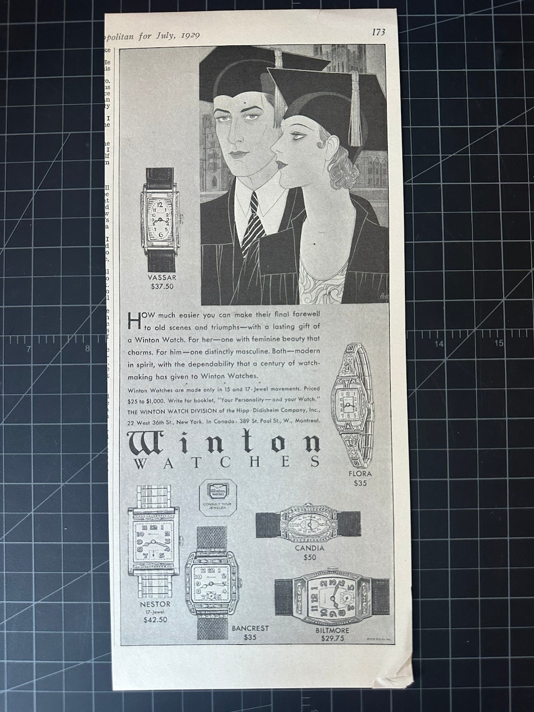 Vintage 1929 Winton Watches Print Ad Etsy