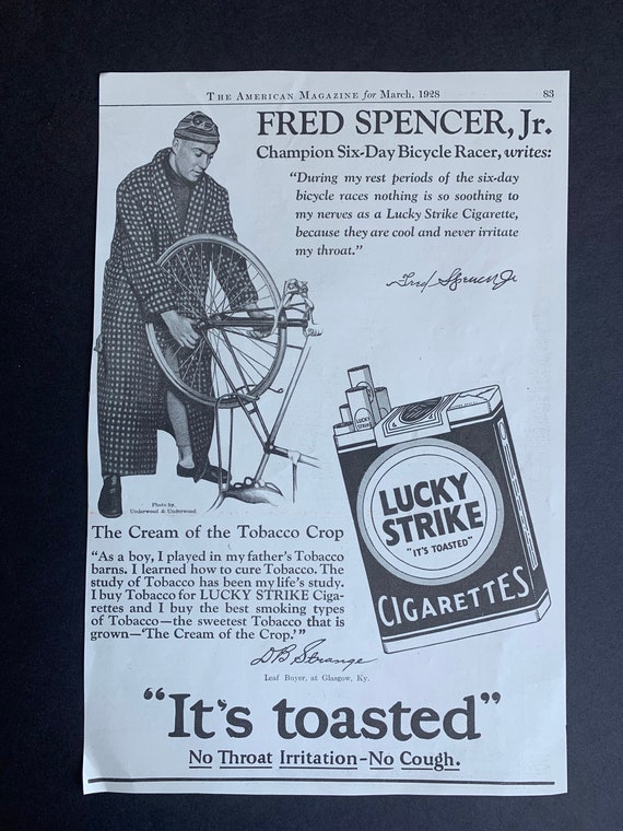 Vintage 1928 Lucky Strike Cigarettes Fred Spencer Jr. Print Ad 