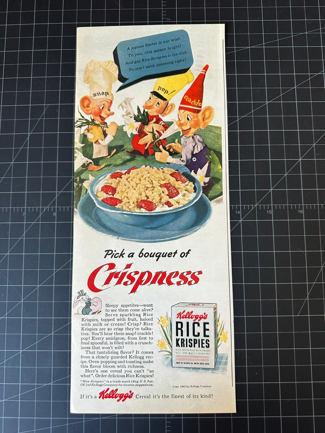 Vintage 1942 Rice Krispies Cereal Print Ad Etsy