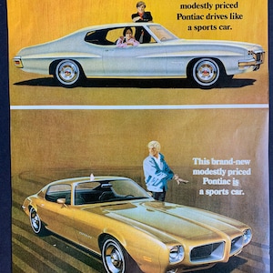Vintage 1970s Pontiac Firebird, Tempest Auto Print advertisement