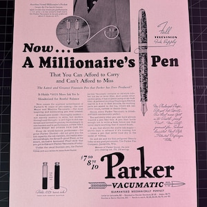 Vintage 1936 Parker Pens Print Ad