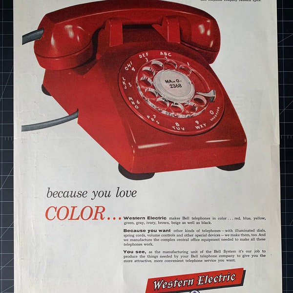 Vintage 1955 western electric - bell telephone system print ad