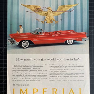 Pubblicità stampata d&#39;epoca della Chrysler Imperial del 1958