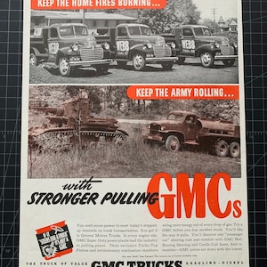 Vintage 1942 gmc trucks print advertisement