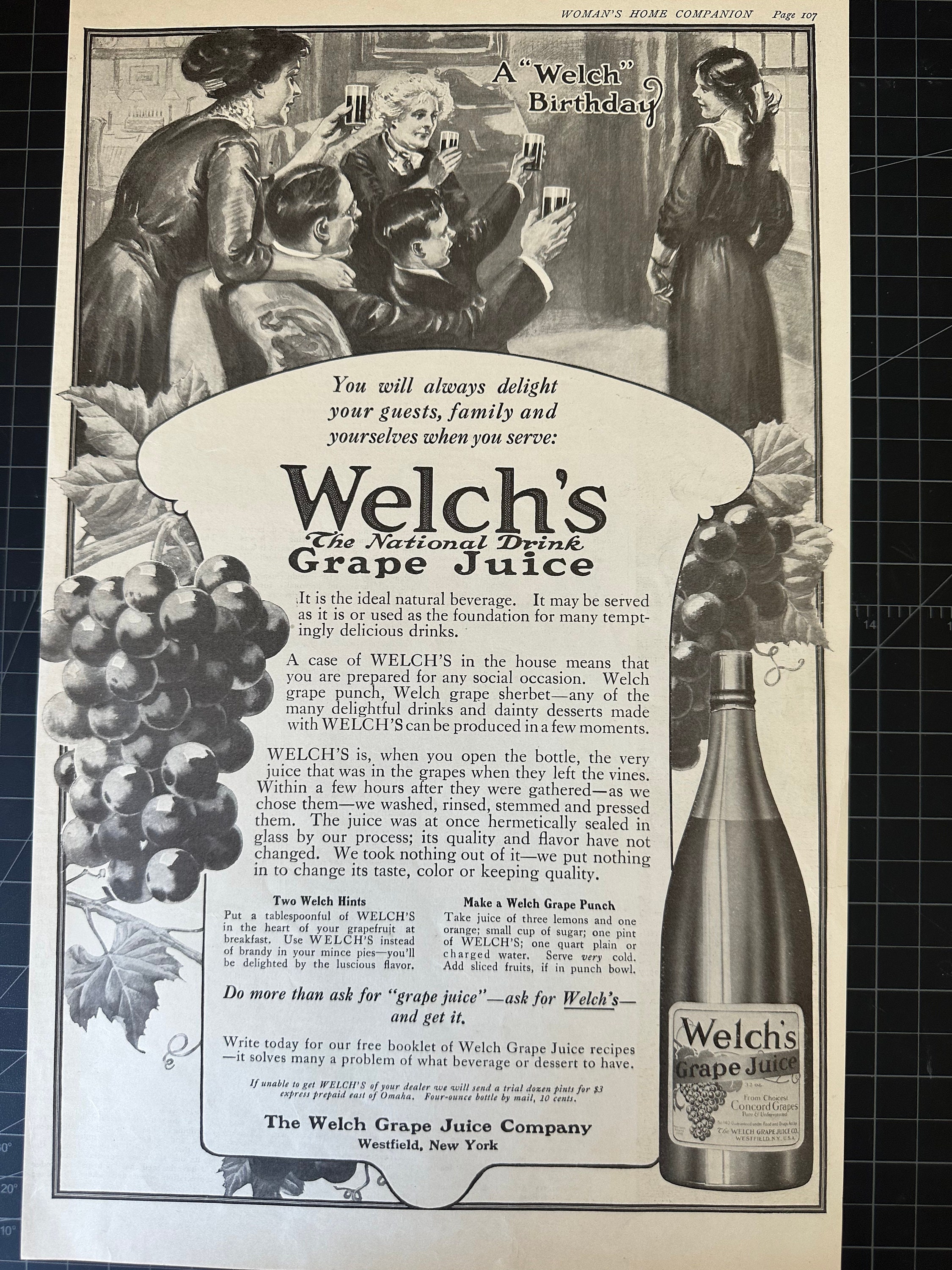 Antique 1912 Welchs Grape Juice Print Ad Etsy