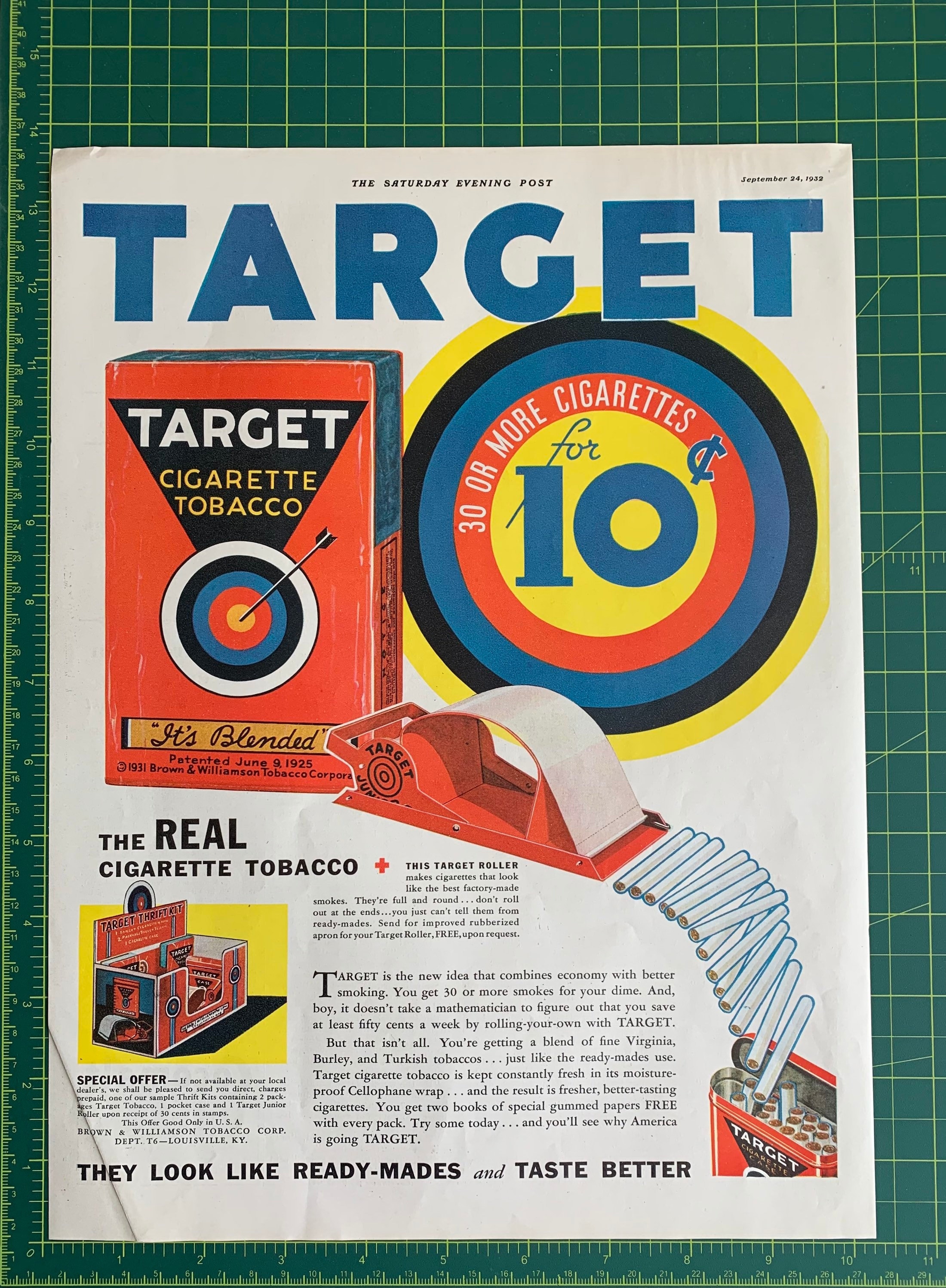 Vintage 1932 Target Tobacco Original Print Ad
