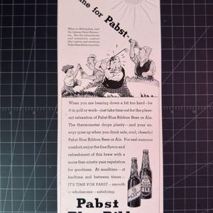 Vintage 1930er Jahre Pabst Beer Print Ad