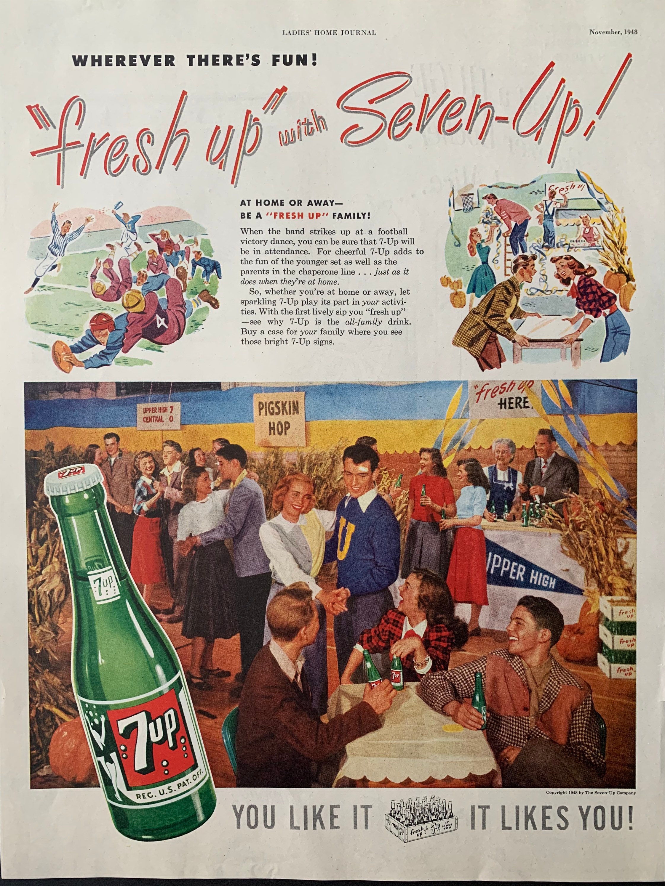 Vintage 1948 7up Soda Print Advertisement – Original 40s Magazine