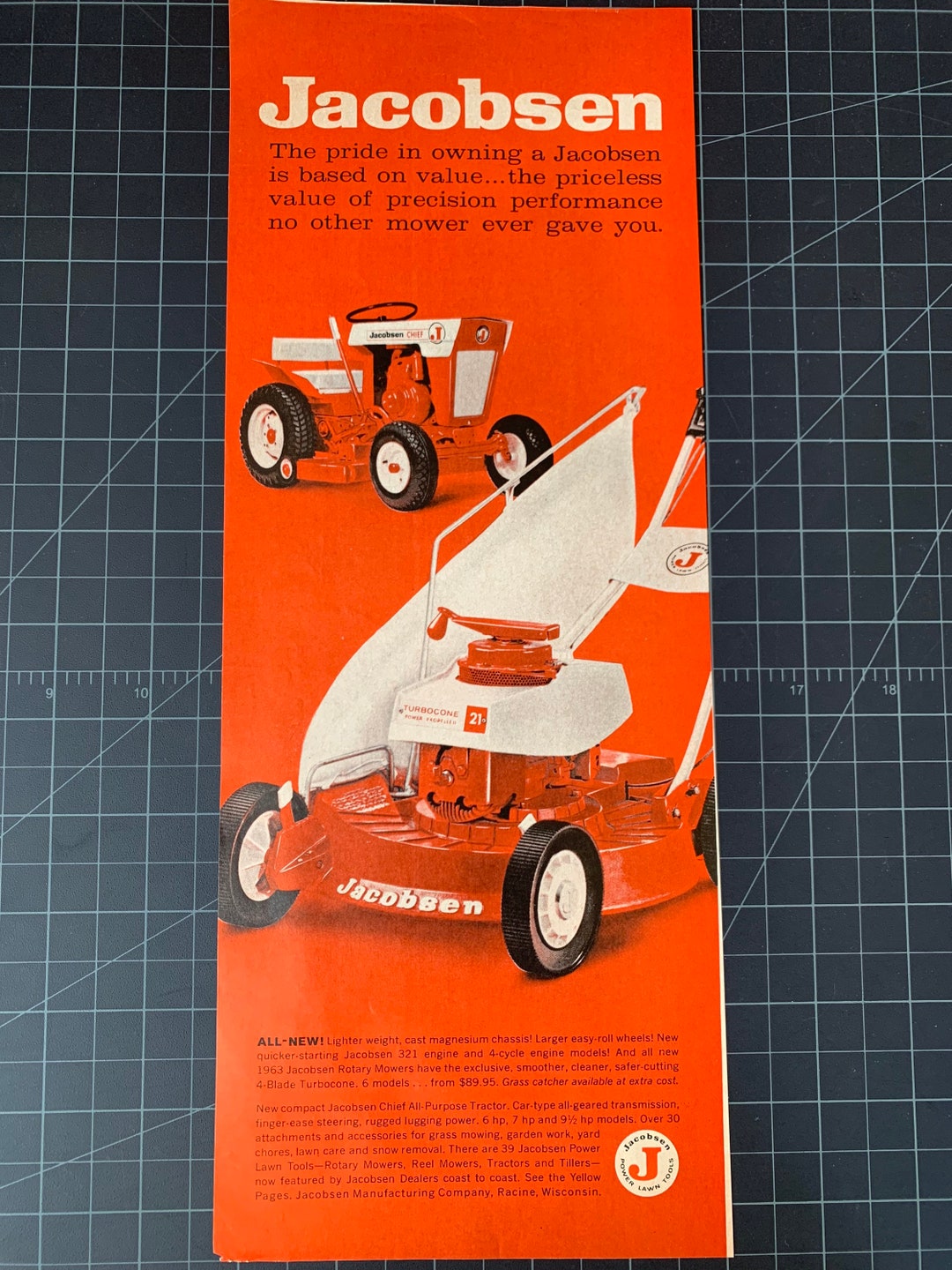 Vintage 1963 Jacobsen Lawn Mowers Print Ad Etsy