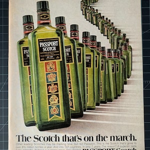 Vintage 1970s Passport Scotch Whiskey Print advertisement