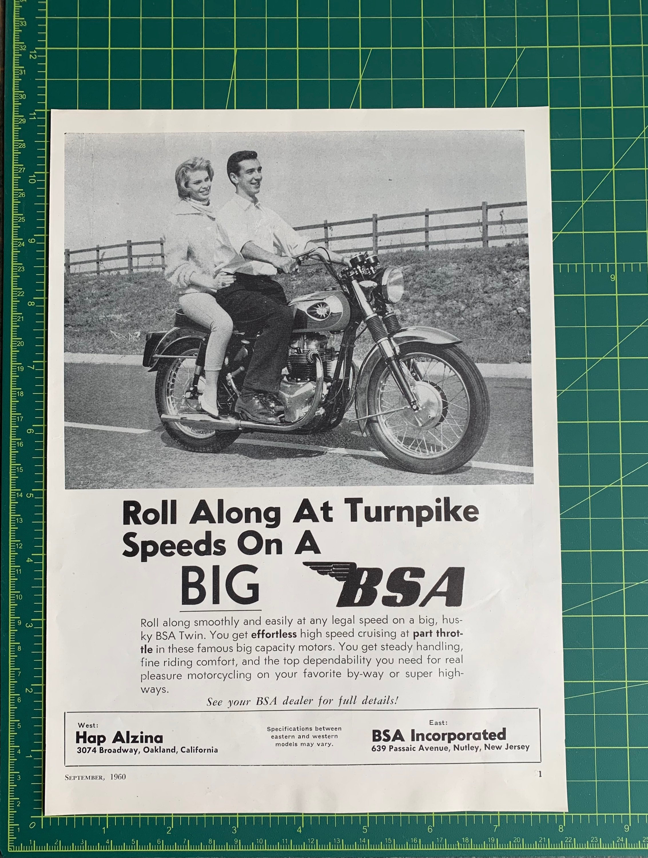 Vintage 1960 BSA Motorcycles Print Ad – Classic British Bike