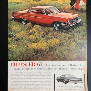 Vintage 1962 chrysler 300 print advertisement