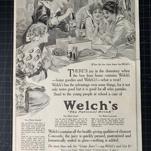Vintage 1912 welch’s grape juice print ad - edwardian era decor