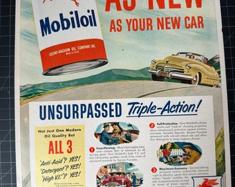 Reklama oleju Mobil Oil z 1949 roku