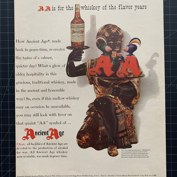 Vintage 1942 ancient age whiskey print ad