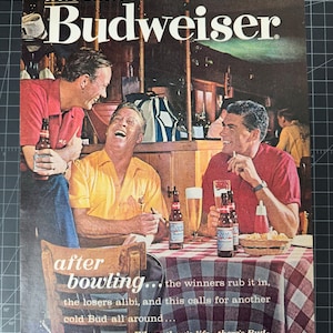 Vintage 1950s Budweiser Beer Print advertisement