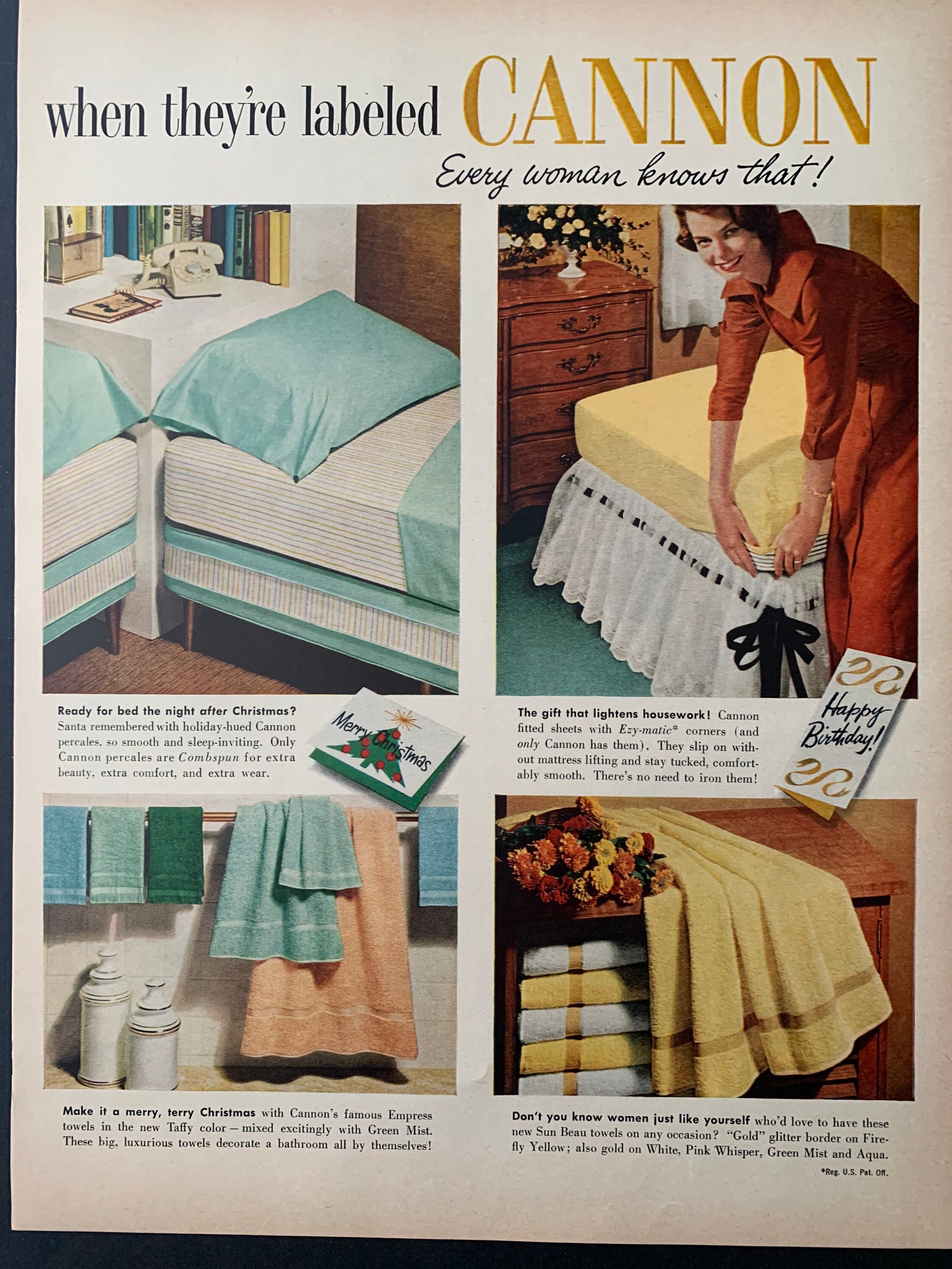 Vintage 1957 Cannon Sheets Towels Ad Etsy