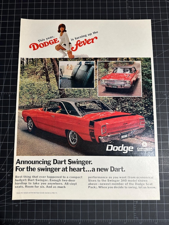 ヴィンテージ 1969 ダッジ ダート スウィンガー オリジナル広告 - Etsy