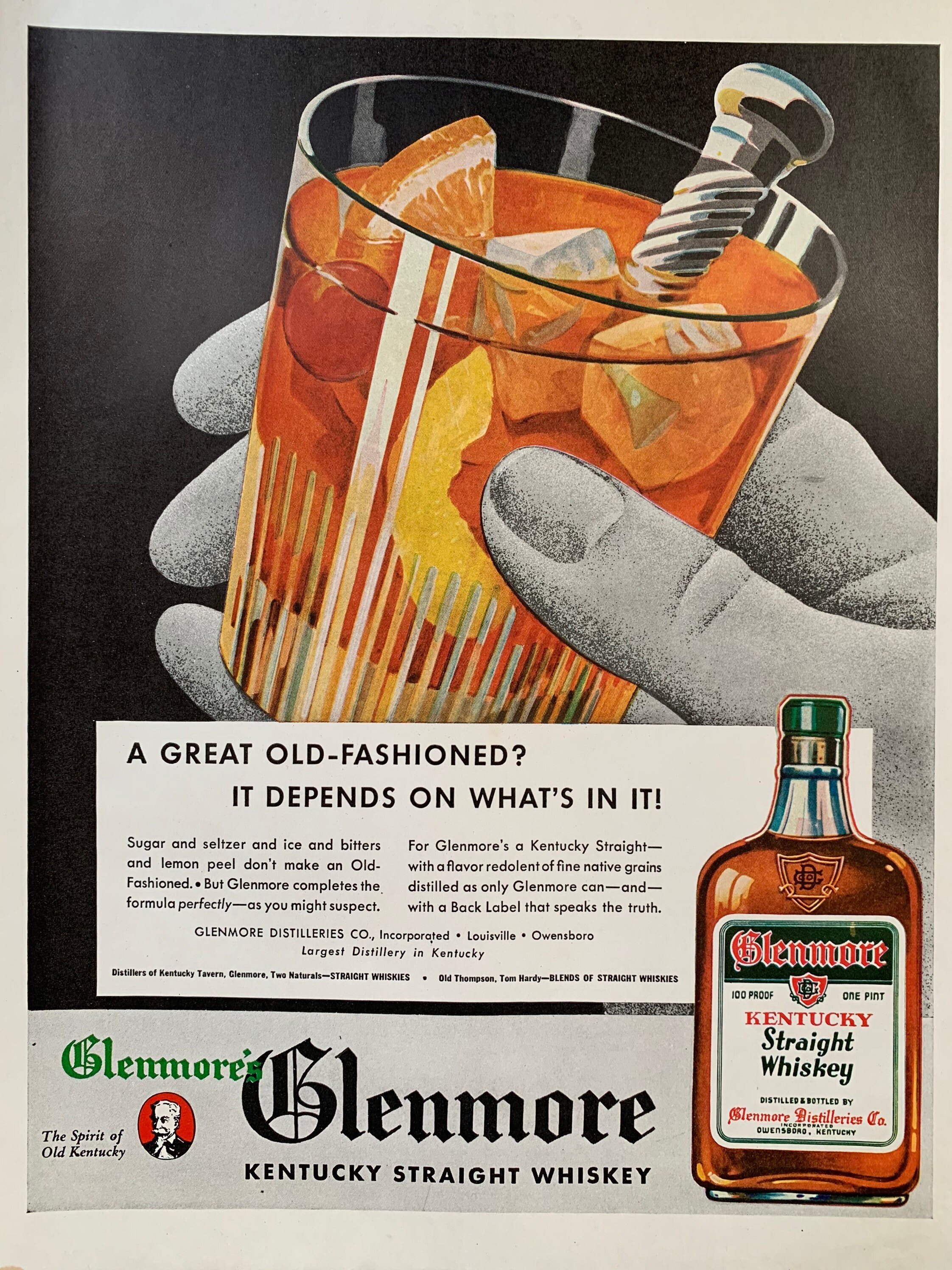 Vintage 1935 Glenmore Whiskey Ad Etsy