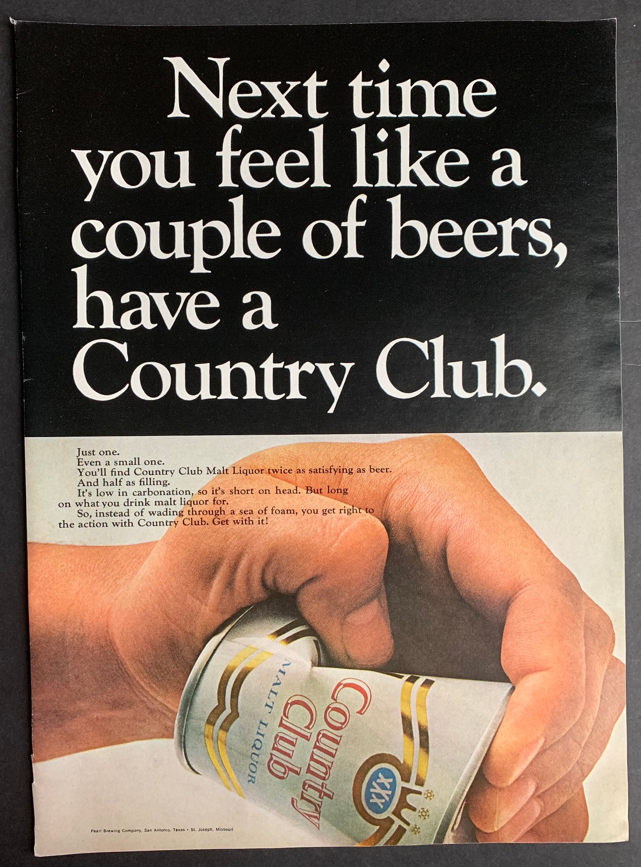 Vintage 1967 Country Club Beer Print Ad Etsy
