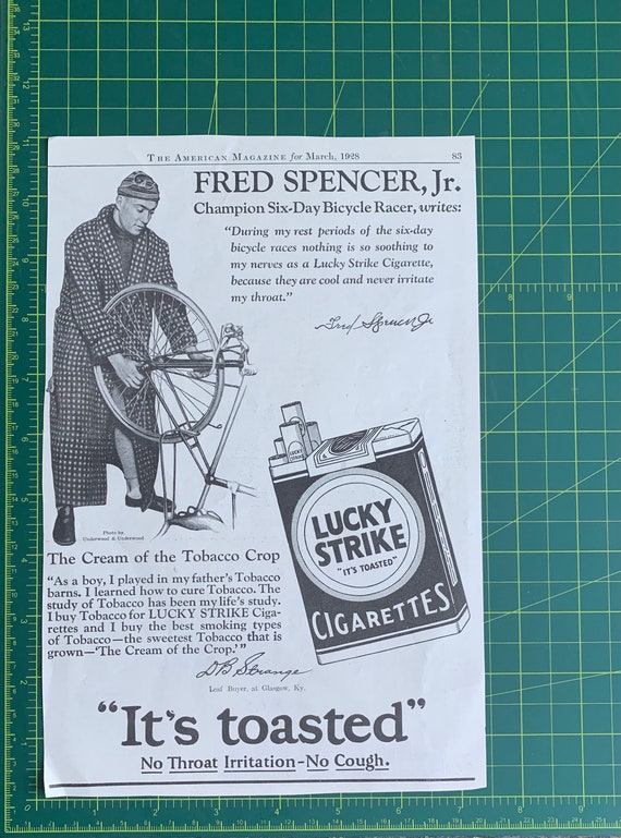 Vintage 1928 Lucky Strike Cigarettes Fred Spencer Jr. Print Ad -  Israel
