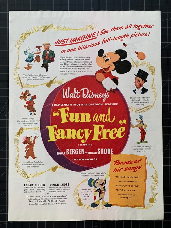 Vintage 1947 Walt Disneys Fun And Fancy Free Musical Print Etsy