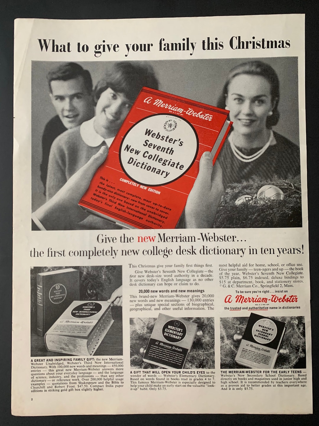 Vintage 1963 Merriamwebster Dictionary Ad Etsy