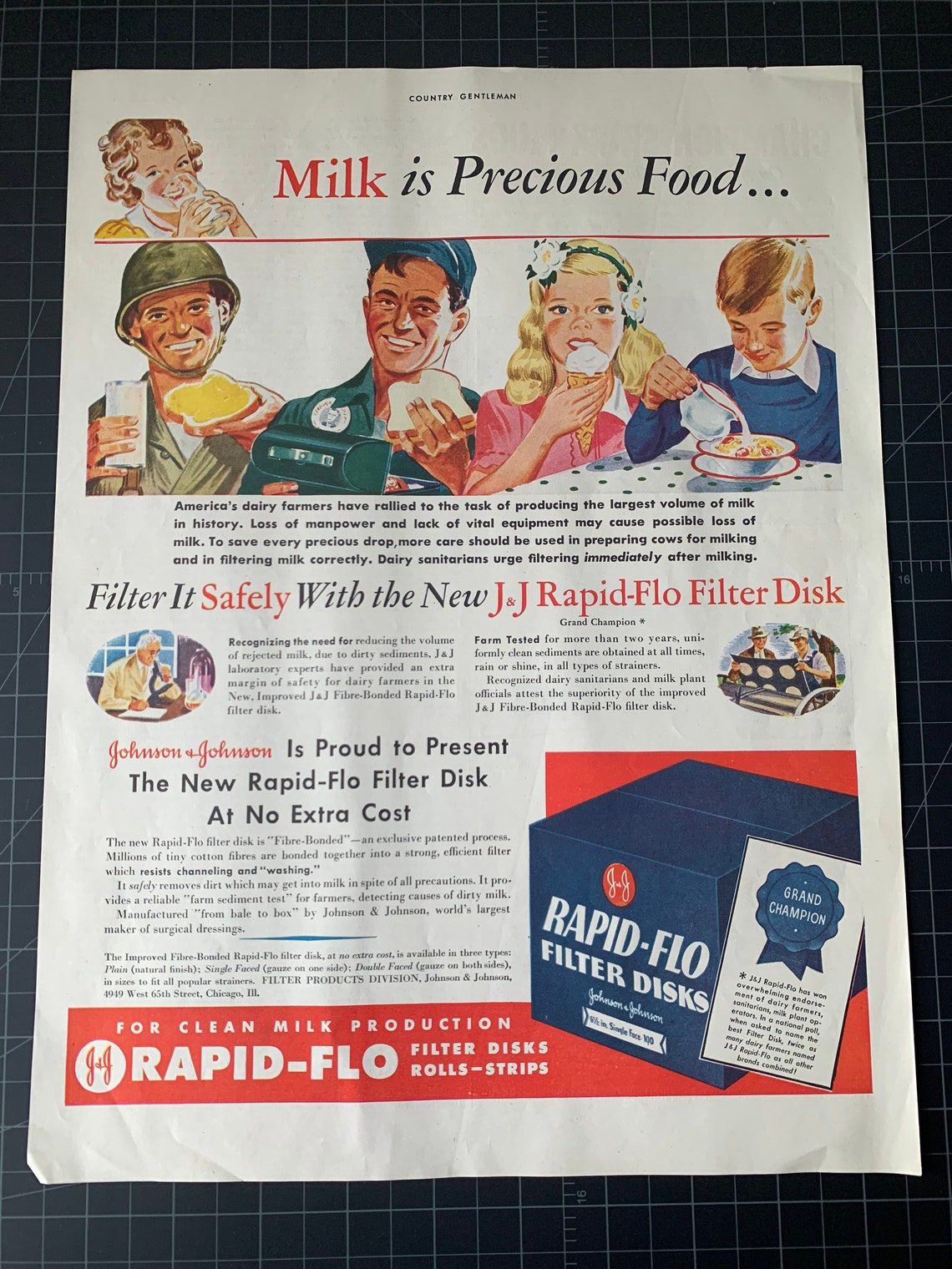 Vintage 1943 Johnson & Johnson Dairy Milk Filters WW2 Print Etsy
