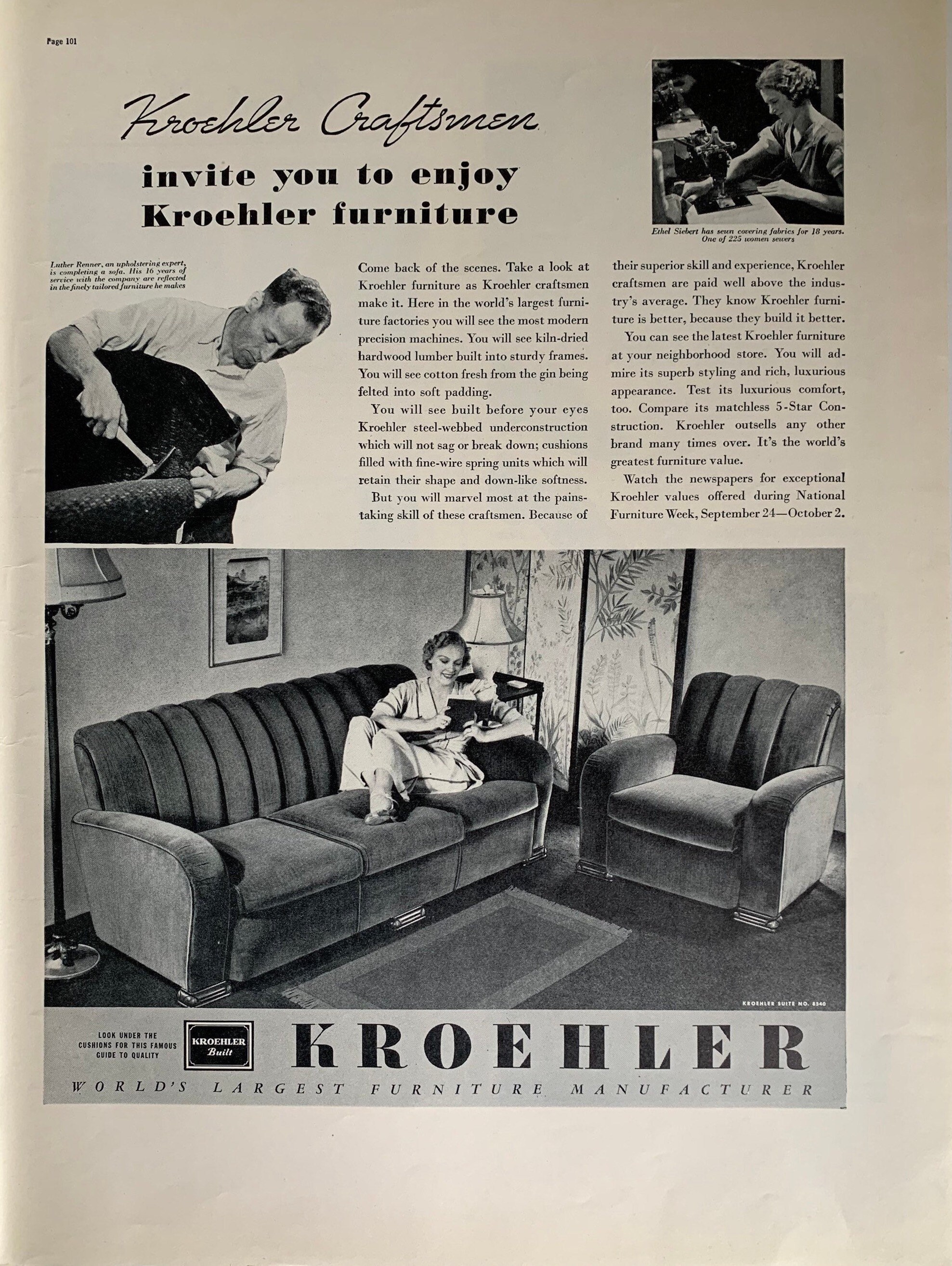 Vintage 2024 kroehler furniture