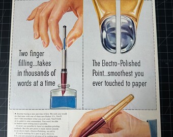 Originele advertentie van Parker-pennen uit 1954