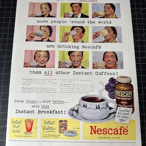 Vintage 1950 Nescafe Coffee Print Ad
