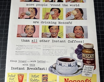 Reklama kawy Nescafe z 1950 roku w wersji drukowanej