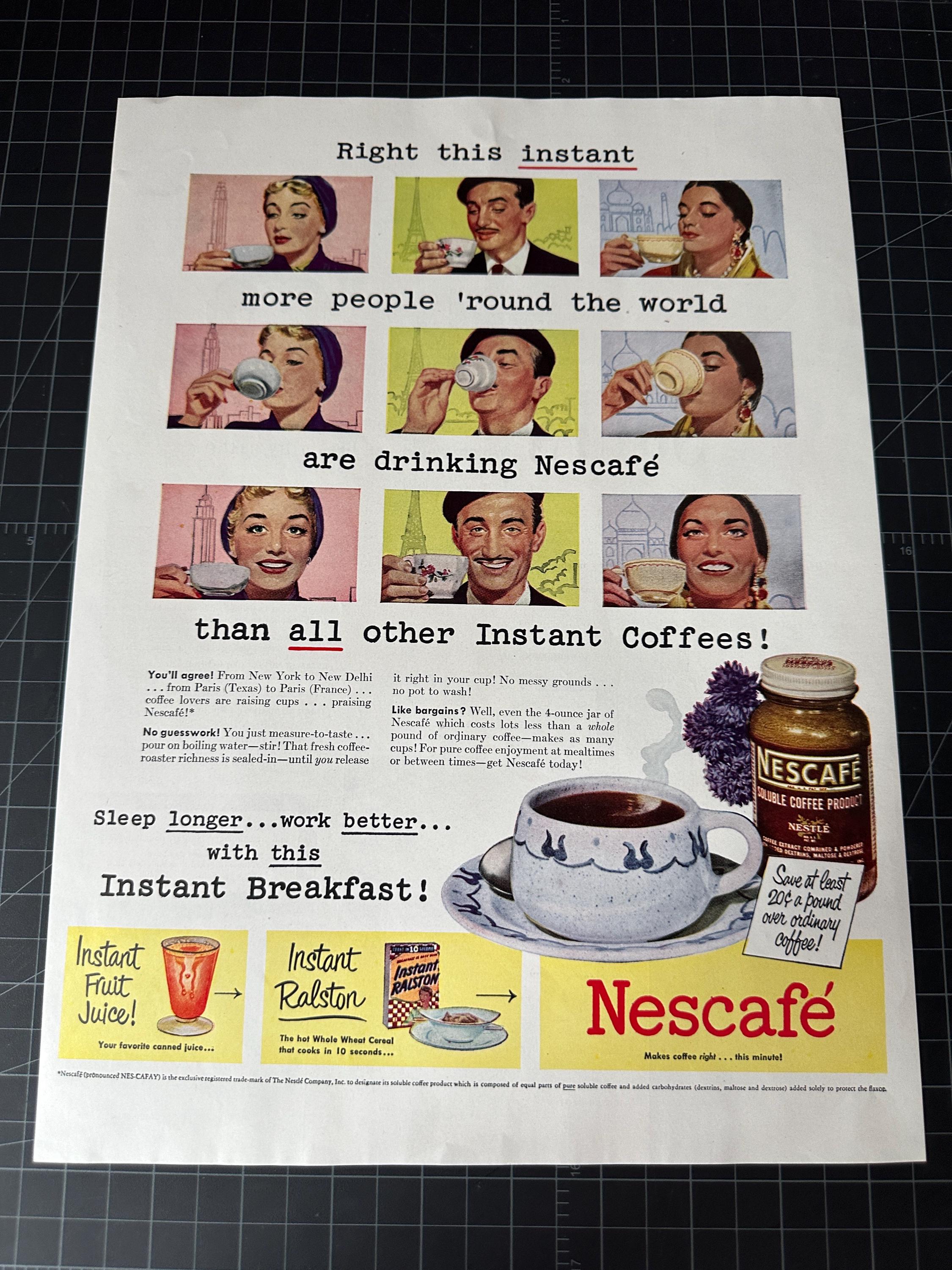 1950年代のヴィンテージネスカフェコーヒーの印刷広告 - Etsy 日本