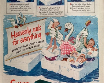 Vintage 1940s Swan Soap Ad