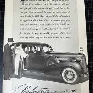 Vintage 1937 Buick Roadmaster Print advertisement