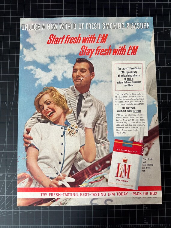 cigarettes that start with m Vintage 1961 L&M Cigarettes Original Advertisement