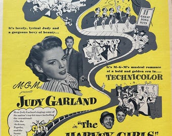 Vintage 1946 “The Harvey Girls” Film Print Ad - Judy Garland