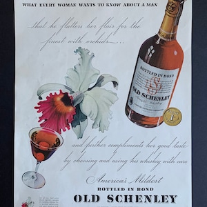Vintage 1940 old schenley whiskey print advertisement