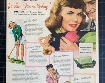 Vintage 1947 palmolive soap print ad